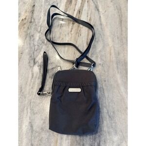 Baggallini Take Two‎ RFID Bryant Crossbody Grey Wristlet -Pink Inside